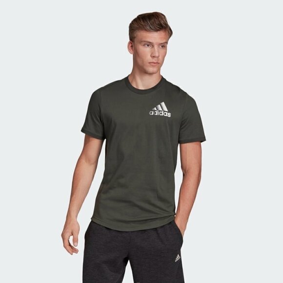 Adidas Olive Green Sport ID Short Sleeve Athletic Top L - Picture 1 of 4
